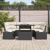 vidaXL Sofa Set mit Kissen 7 pcs Schwarz und Creme Poly-Rattan