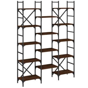 vidaXL B&uuml;cherregal Braun Eichen-Optik 127,5x28,5x172,5cm Holzwerkstoff
