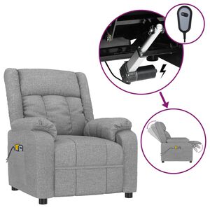 vidaXL Massagesessel Elektrisch Hellgrau Stoff