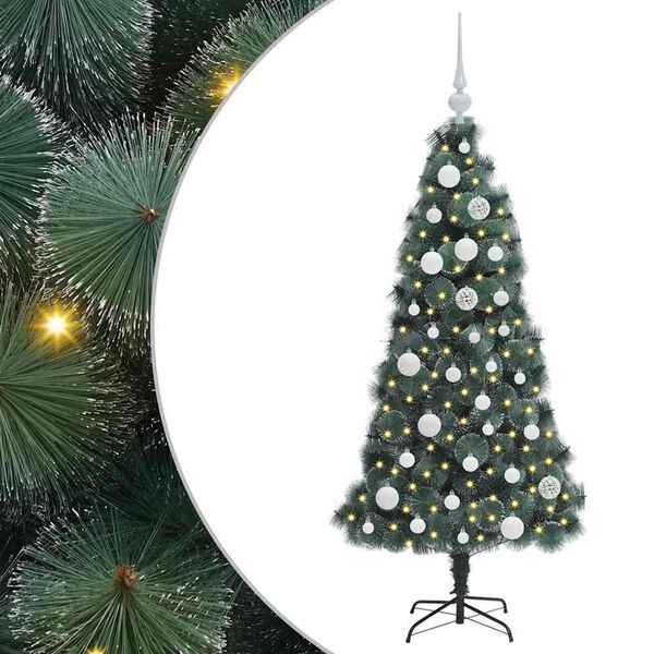 vidaXL Künstlicher vorbeleuchteter Weihnachtsbaum mit Kugelset 120 cm