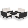 vidaXL 9-tlg. Garten-Lounge-Set mit Auflagen Poly Rattan Schwarz