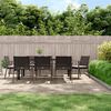 vidaXL 9-tlg. Garten-Essgruppe mit Kissen Poly Rattan und Stahl