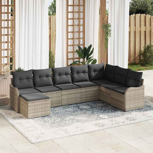 vidaXL Gartensofa-set 8 pcs Hellgrau Poly-Rattan