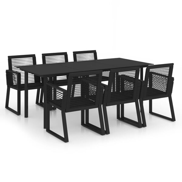 vidaXL 7-tlg. Garten-Essgruppe PVC Rattan Schwarz