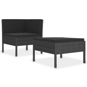 vidaXL 2-tlg. Garten-Lounge-Set mit Auflagen Poly Rattan Schwarz