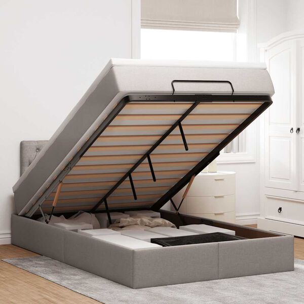 vidaXL Ottoman-Bett mit Matratze Taupe 120x200 cm Stoff