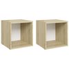 vidaXL TV-Schr&auml;nke 2 Stk. Wei&szlig; Sonoma-Eiche 37x35x37 cm Holzwerkstoff