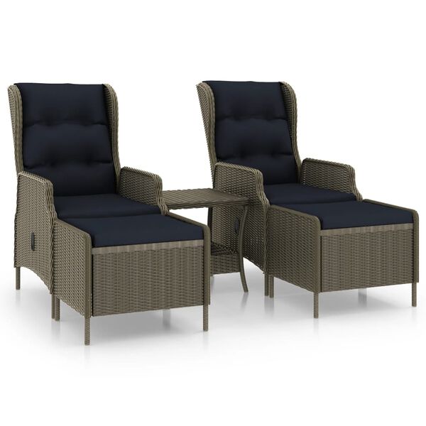 vidaXL 3-tlg. Garten-Lounge-Set mit Auflagen Poly Rattan Braun