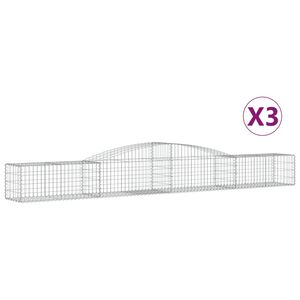 vidaXL Gabionen mit Hochbogen 3 Stk. 400x50x40/60cm Verzinktes Eisen