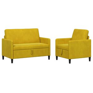 vidaXL Sofa Set mit Stauraum 2 stk. Gelb Polyester