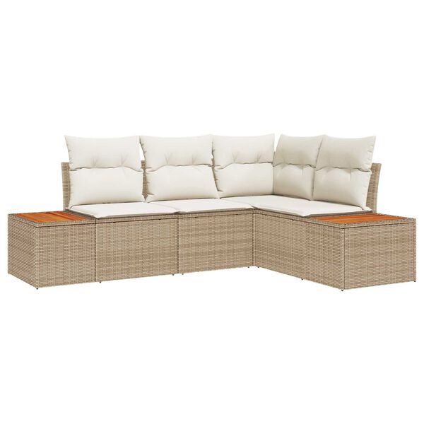 vidaXL Garten-Sofa-Set mit Kissen 5 pcs Beige Poly-Rattan