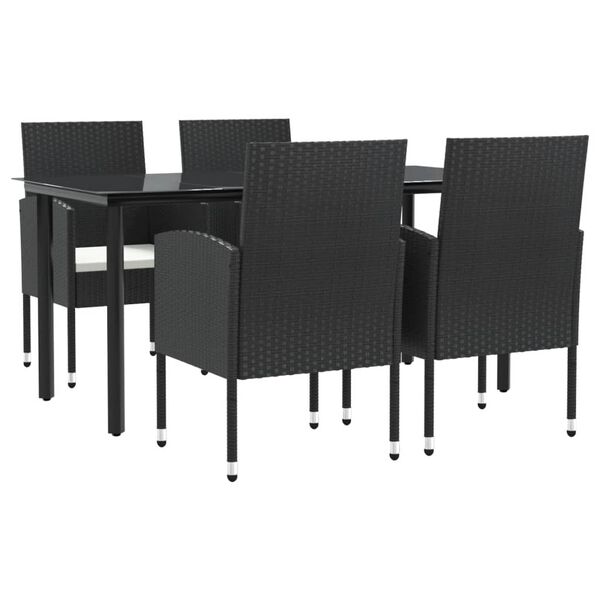 vidaXL 5-tlg. Garten-Essgruppe Schwarz Poly Rattan und Stahl