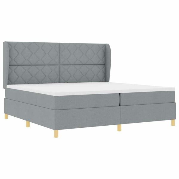 vidaXL Boxspringbett mit Matratze Hellgrau 200 x 200 cm Stoff