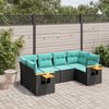 vidaXL 6-tlg. Garten-Sofagarnitur mit Kissen Schwarz Poly Rattan