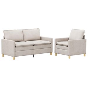 vidaXL Sofa Set 2 stk. Creme Polyester