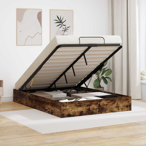 vidaXL Ottoman Bettgestell Ger&auml;ucherte Eiche 193 x 120 x 25 cm