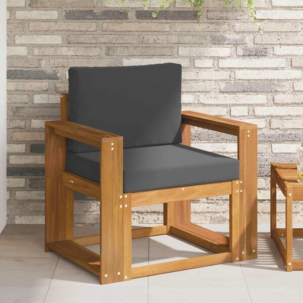 vidaXL Outdoor-Sofa Massives Akazienholz und Polyester Natur