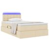 vidaXL Bett mit Stauraum und LED mit Matratze Creme 120 x 200 cm Stoff