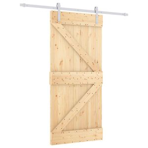 vidaXL Schiebet&uuml;r Nat&uuml;rlich und Wei&szlig; 95 x 210 cm Massivkiefer