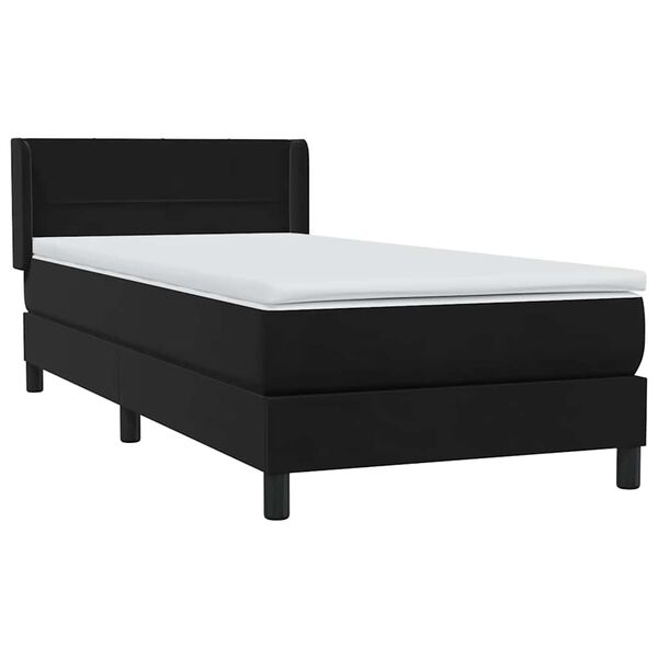 vidaXL Boxspringbett mit Matratze Schwarz 90x210 cm Samt