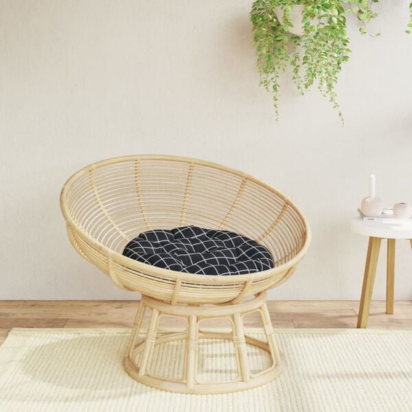 vidaXL Kissen Rund Schwarz Karomuster &Oslash; 60x11 cm Oxford-Gewebe