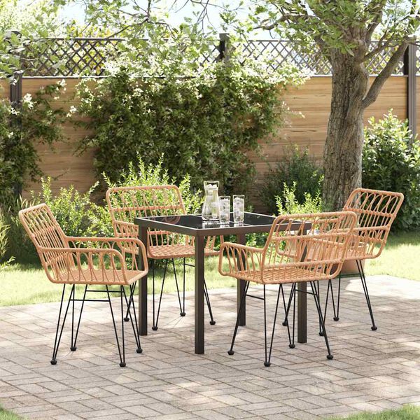 vidaXL Garten Essgruppe 5 pcs Braun Pulverbeschichteter Stahl