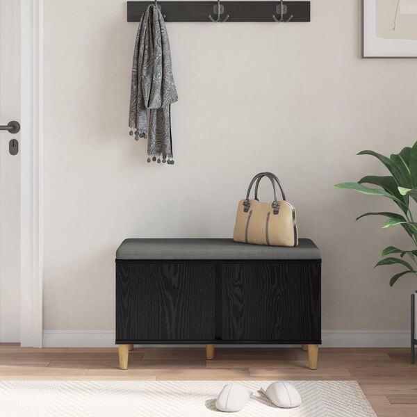 vidaXL Flurbank mit Kissen Schwarz Eichen-Optik 60 x 38 x 46 cm