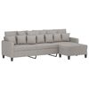 vidaXL 3-Sitzer-Sofa mit Hocker Hellgrau 210 cm Stoff