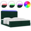 vidaXL Ottoman-Bett mit Matratzen & LEDs Dunkelgr&uuml;n 200x200 cm Samt