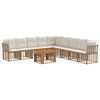vidaXL Gartensofa-set 10 stk. Nat&uuml;rlich und Cremwei&szlig; Poly-Rattan
