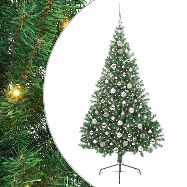 vidaXL K&uuml;nstlicher vorbeleuchteter Weihnachtsbaum Gr&uuml;n 210 cm PVC