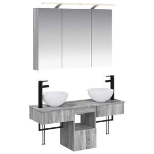 vidaXL Badezimmerschrank-Set 4 pcs Grau Sonoma 100 x 14,5 x 70 cm