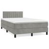 vidaXL Boxspringbett mit Matratze & LED Hellgrau 120x190 cm Samt
