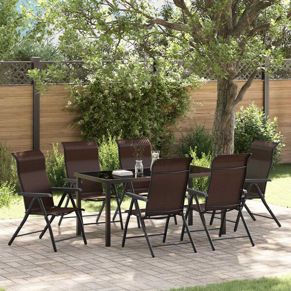 vidaXL Garten Essgruppe 7 pcs Braun Poly Rattan