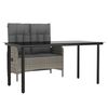 vidaXL 2-tlg. Garten-Essgruppe mit Kissen Grau Poly Rattan