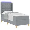 vidaXL Boxspringbett mit Matratze mit LED Hellgrau 80 x 200 cm Stoff