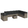 vidaXL 11-tlg. Garten-Sofagarnitur mit Kissen Grau Poly Rattan