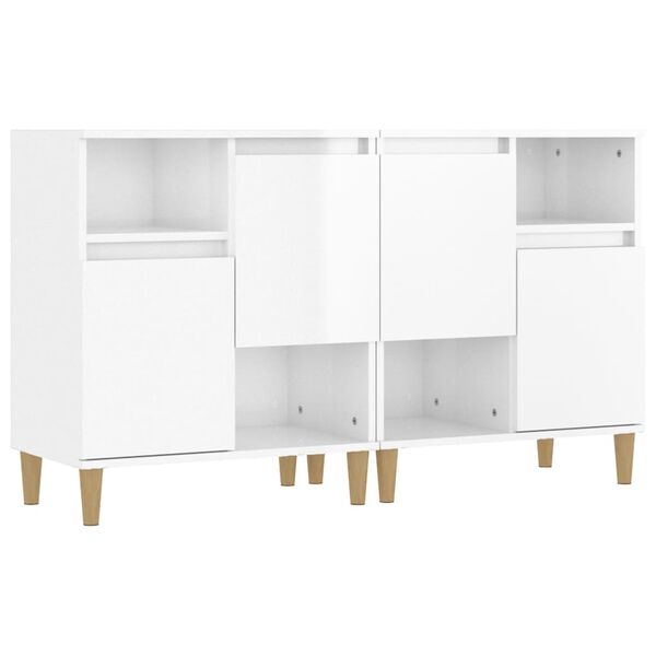 vidaXL Sideboards 2 Stk. Hochglanz-Wei&szlig; 60x35x70 cm Holzwerkstoff