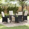 vidaXL Garten Essgruppe mit Kissen 5 pcs Schwarz Poly-Rattan