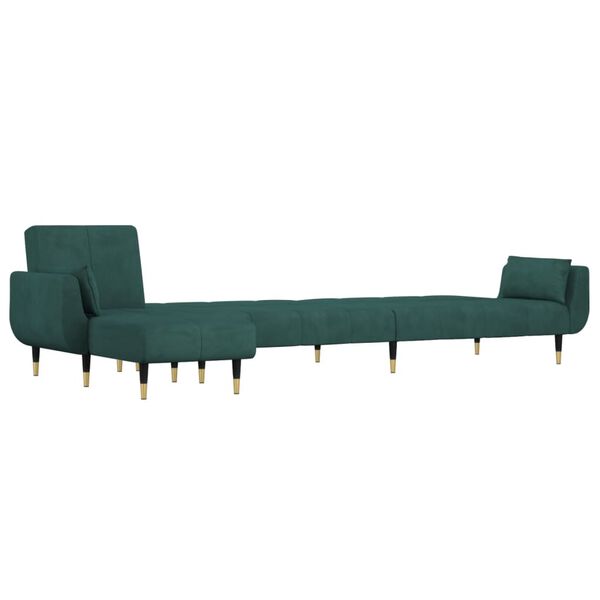 vidaXL Schlafsofa in L-Form Dunkelgr&uuml;n 275x140x70 cm Samt