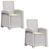vidaXL Liegesessel Garten Rattan-Optik 2 pcs Wei&szlig; und Creme PP