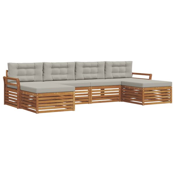 vidaXL Sofagarnituren 6 pcs Nat&uuml;rlich und Hellgrau Massivholz Akazie