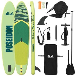 vidaXL SUP Board mit Sitz 2-in-1 POSEIDON 305 x 76 x 15 cm Gr&uuml;n f&uuml;r