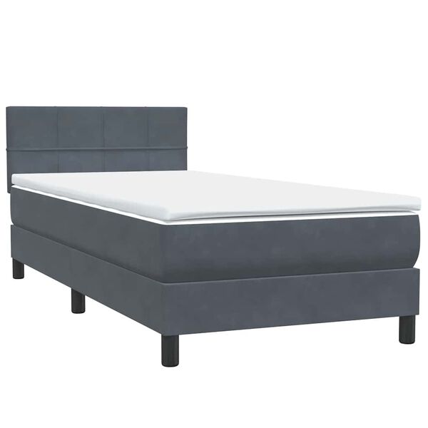vidaXL Boxspringbett mit Matratze Dunkelgrau 80x210 cm Samt