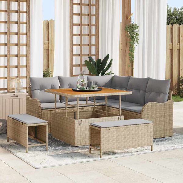 vidaXL Garten-Sofa-Set 8 pcs Beige Poly-Rattan