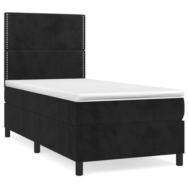 vidaXL Boxspringbett mit Matratze Schwarz 100x200 cm Samt
