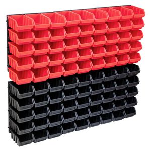 vidaXL 96-tlg. Beh&auml;lter-Set f&uuml;r Kleinteile mit Wandplatten Rot Schwarz