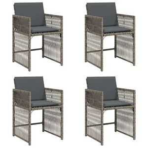 vidaXL Gartenst&uuml;hle mit Kissen 4 Stk. Grau Poly Rattan