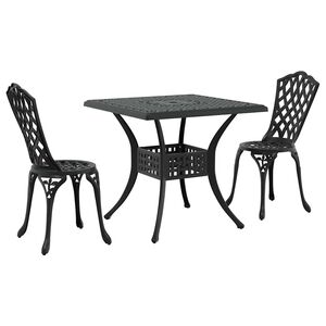 vidaXL Gartentisch Set 3 pcs Schwarz Gussaluminium