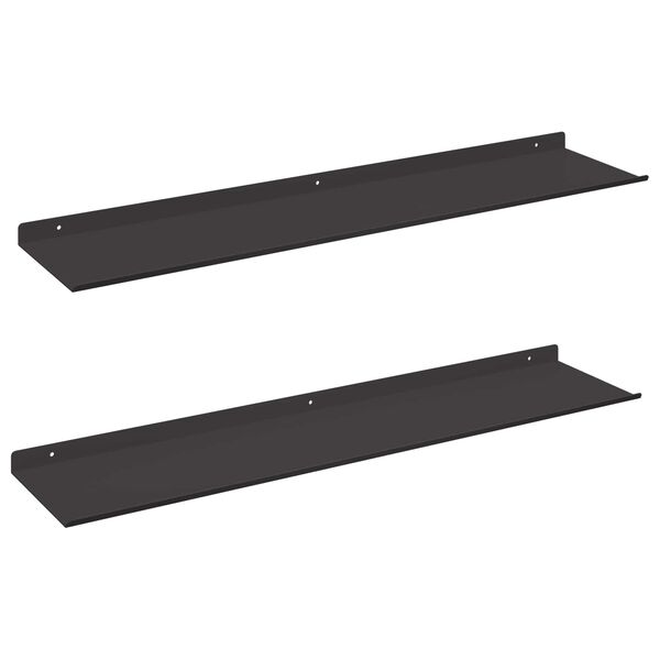 vidaXL Schwebendes Regal 2 pcs Schwarz 80 x 18 x 2,5 cm Stahl